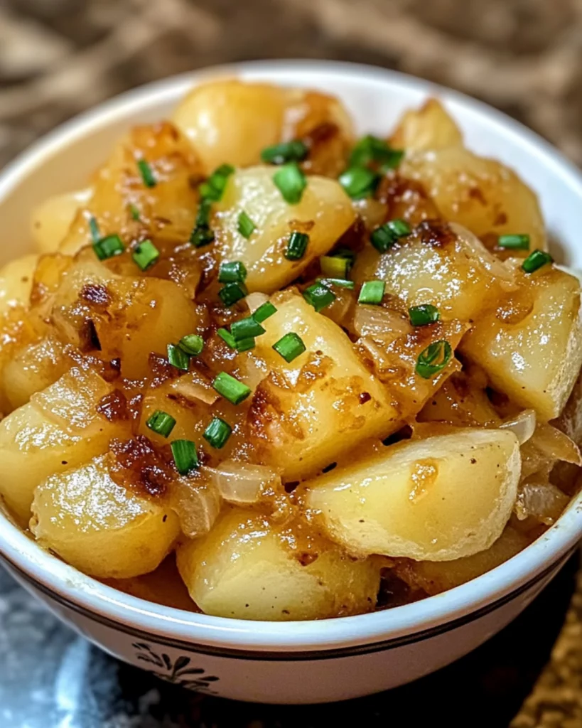 Slow cooked Lipton onion potatoes in a serving bowl