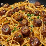 Sticky Honey Garlic Sausage Pasta Skillet