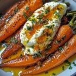 Roasted carrots on whipped ricotta with hot honey drizzle