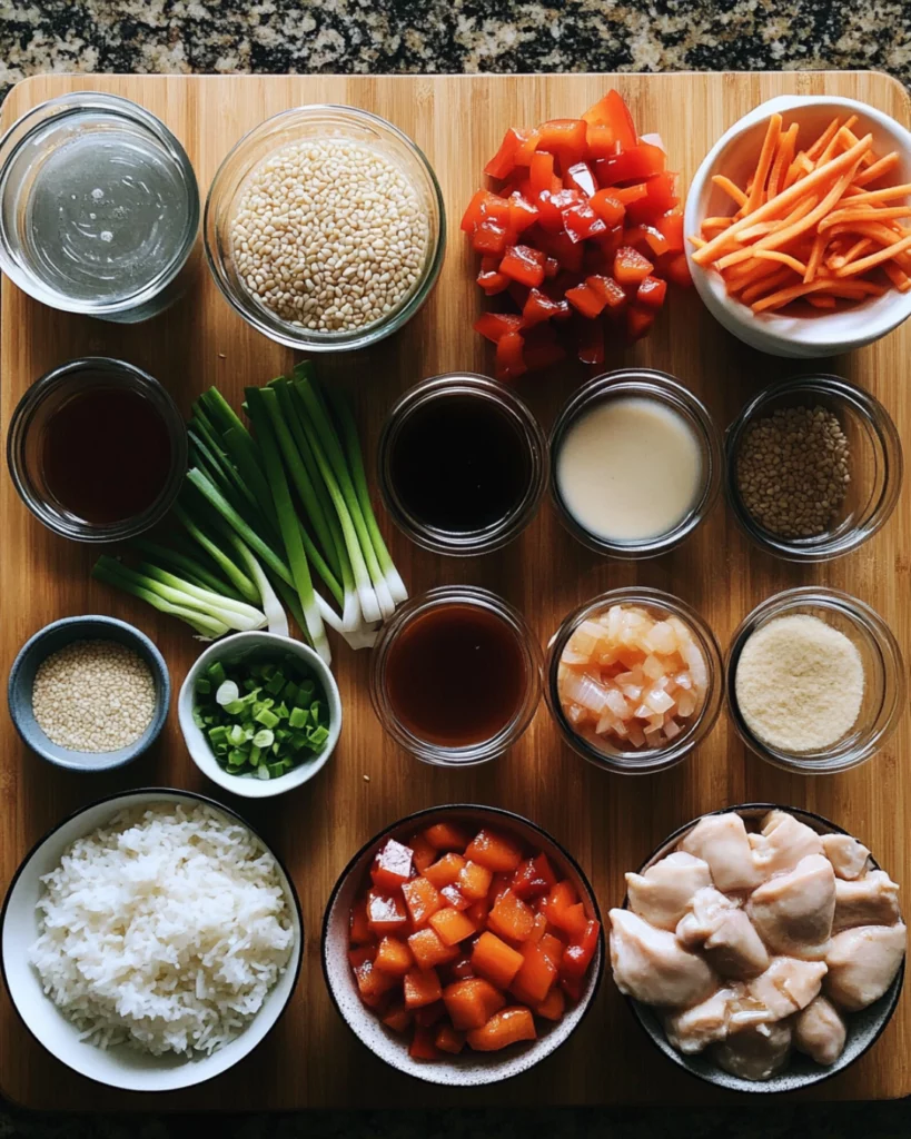 One-pot sweet and spicy sticky teriyaki chicken and rice in skillet