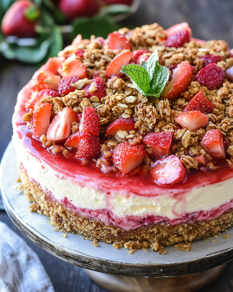 Irresistible Strawberry Rhubarb Crisp Cheesecake Recipe That Will Wow Your Taste Buds