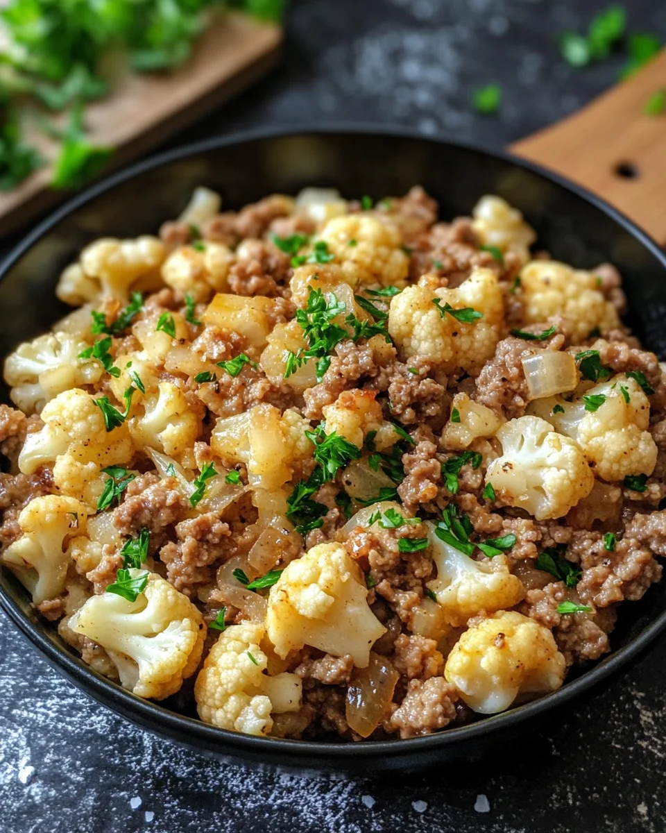 Garlic Butter Ground Turkey with Cauliflower Skillet