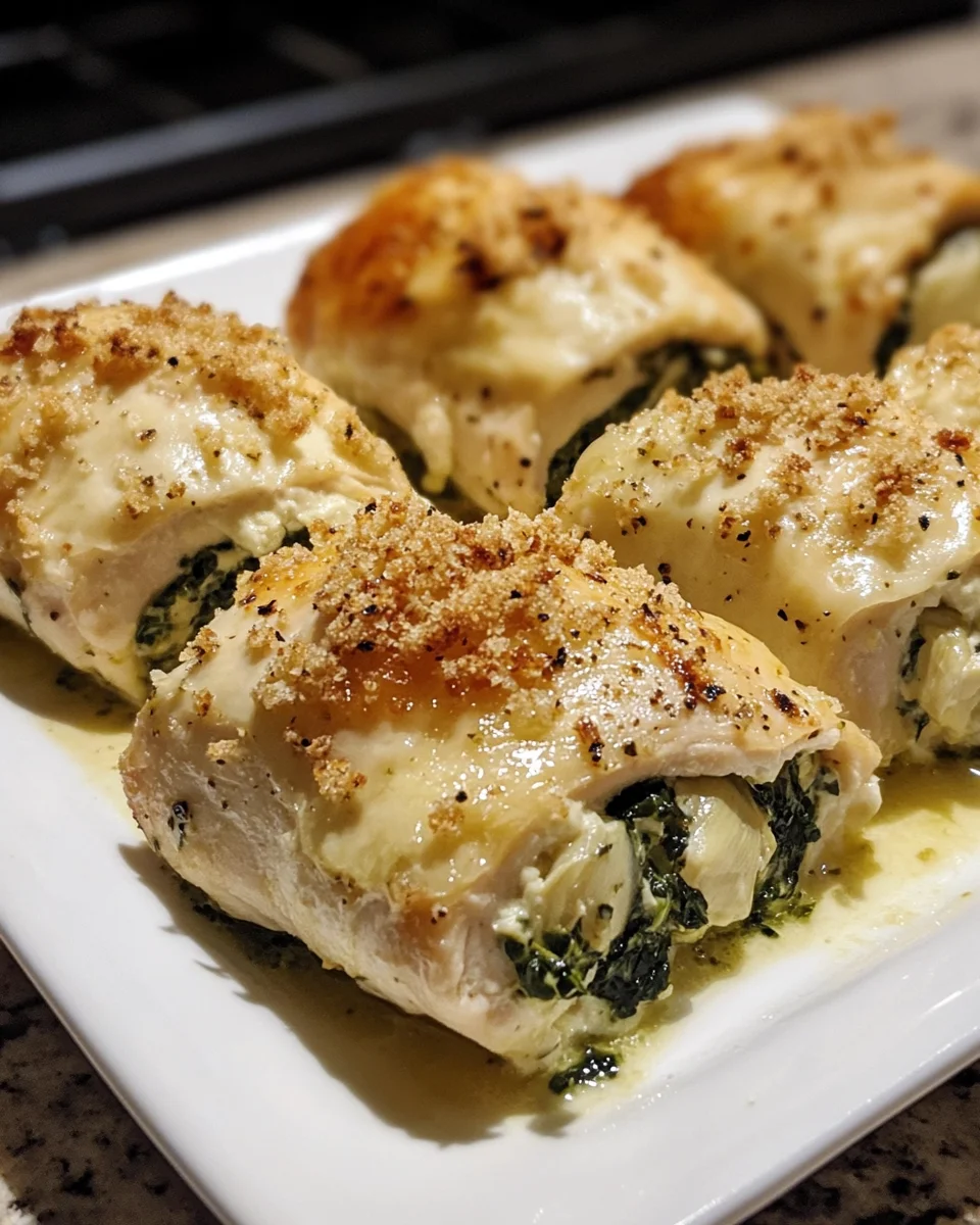 Creamy Spinach Artichoke Chicken Roll-Ups