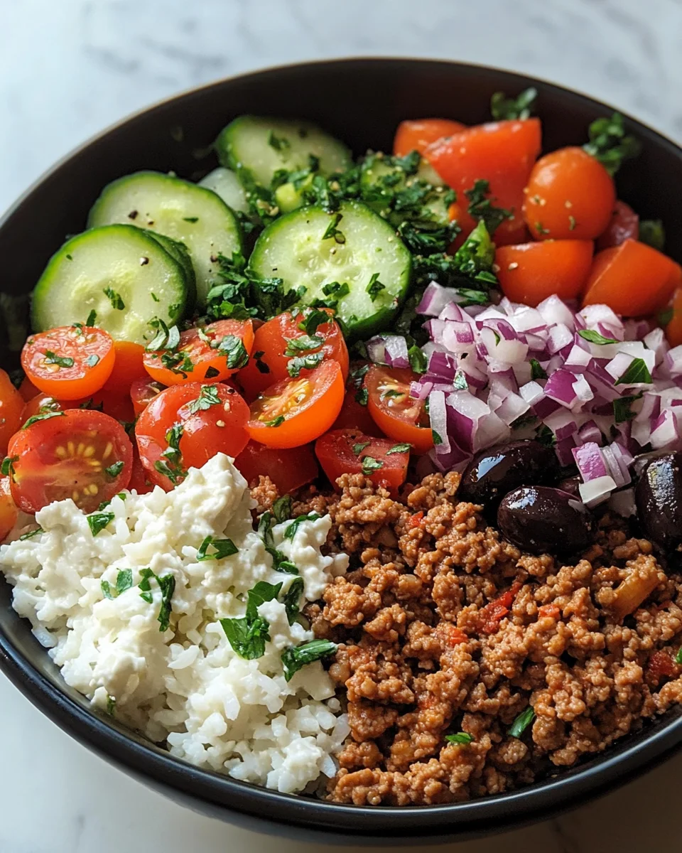 Healthy Greek Ground Turkey Rice Bowl