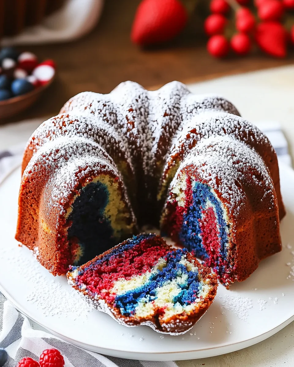 Red White & Blue Marble Cake