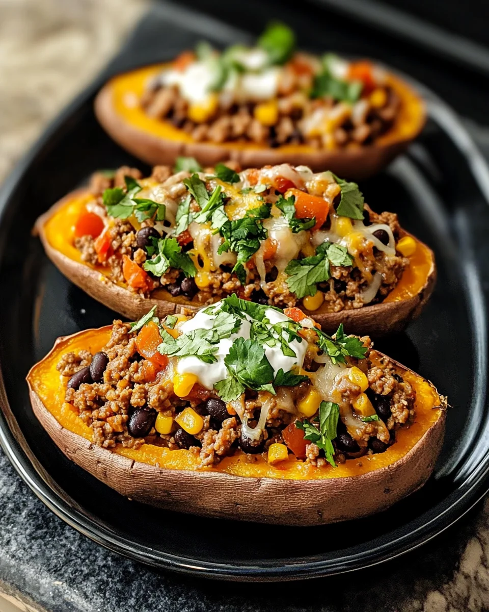 Ground Turkey Stuffed Sweet Potatoes
