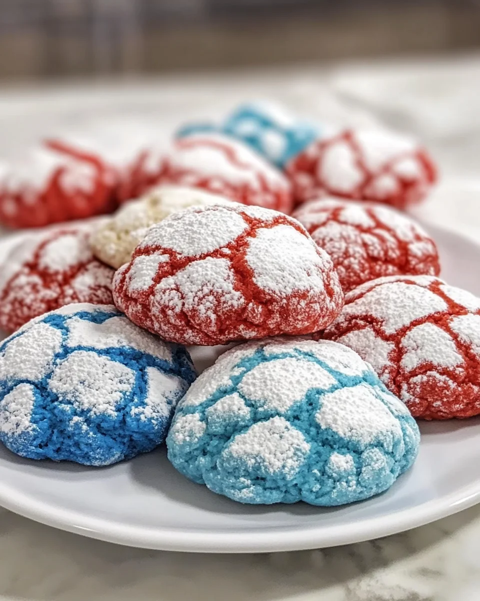 Red White & Blue Cake Mix Crinkle Cookies