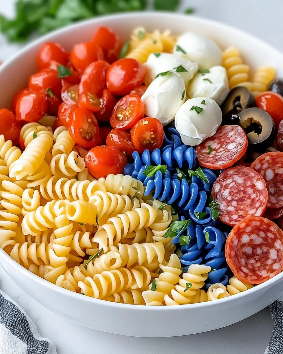 Chilled 4th of July Pasta Salad