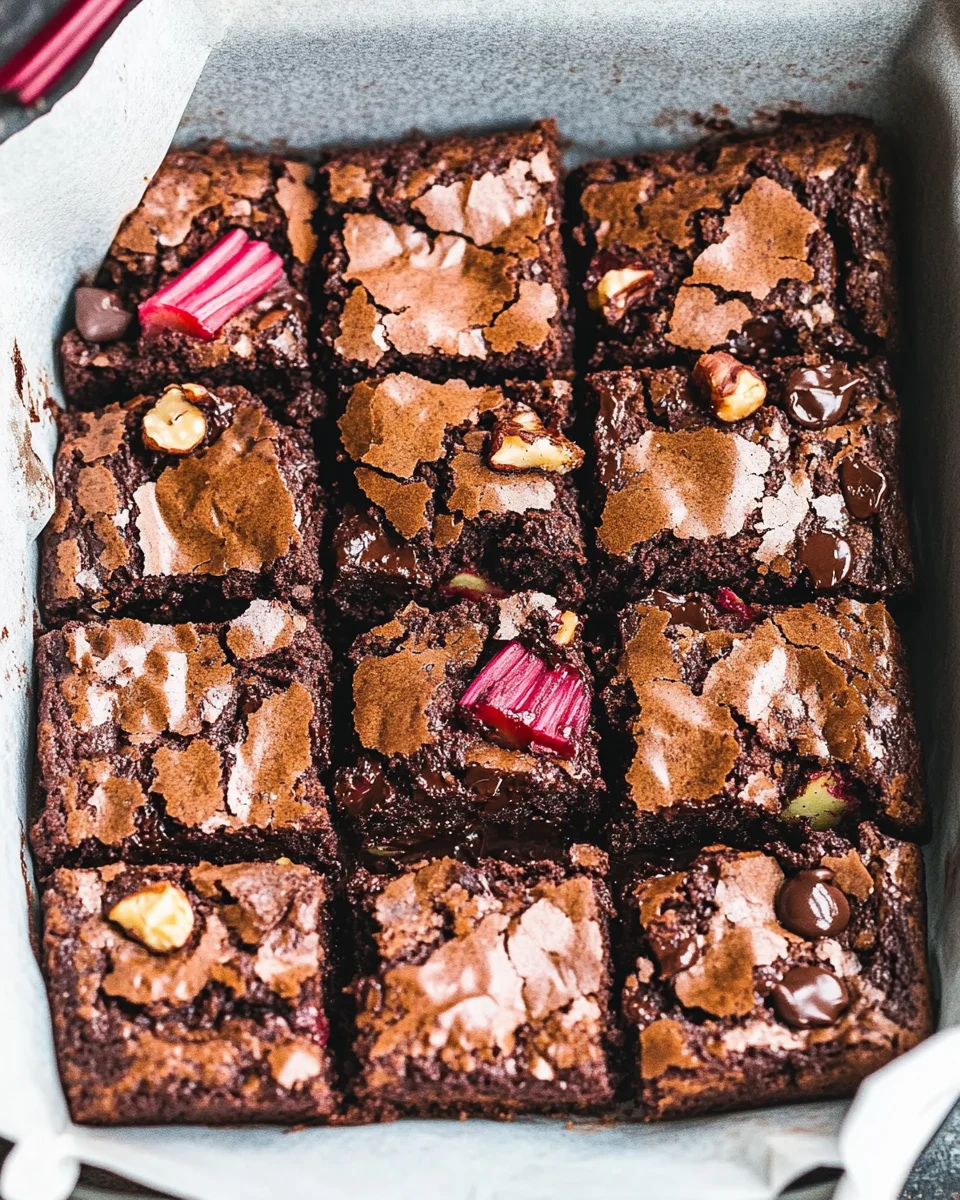Dark Chocolate Rhubarb Brownies