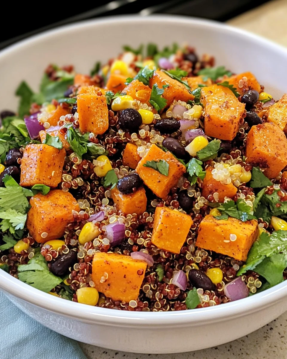 Roasted Sweet Potato Black Bean Quinoa Salad
