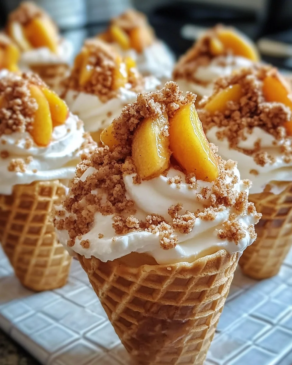 Peach Cobbler Cheesecake Cones