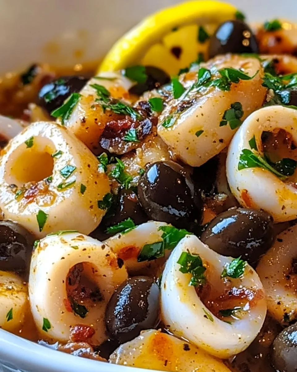 Keto Garlic Squid with Olives