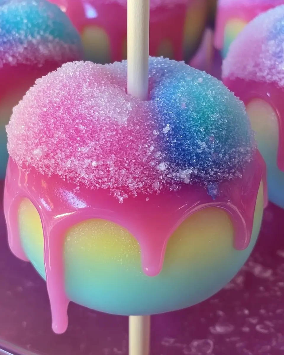 Colorful Candy Apples with Cotton Candy Recipe
