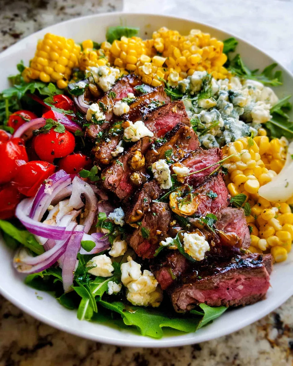 Grilled Balsamic Steak Salad with Gorgonzola & Corn