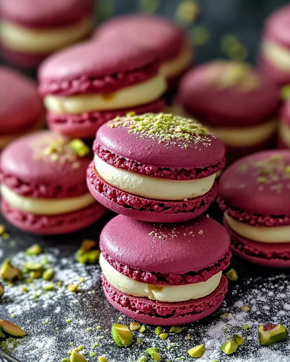 Luxurious Raspberry Pistachio Macarons