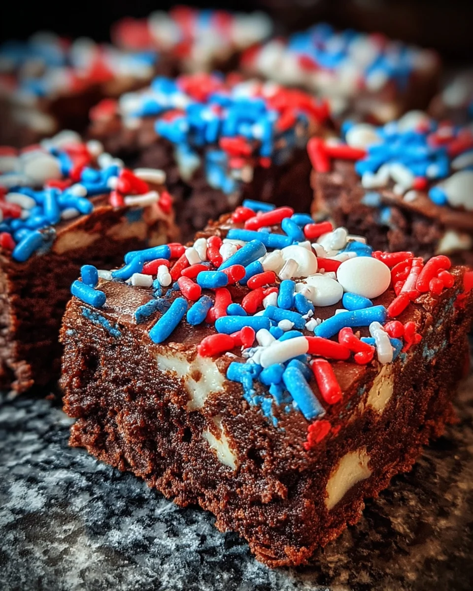 Fudgy Memorial Day Brownies with Red, White & Blue Toppings