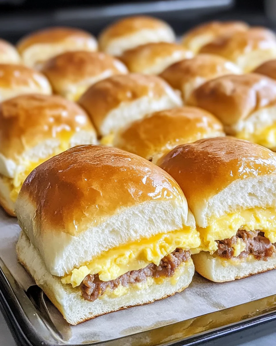 Sausage Egg and Cheese Breakfast Sliders with Syrup Glaze