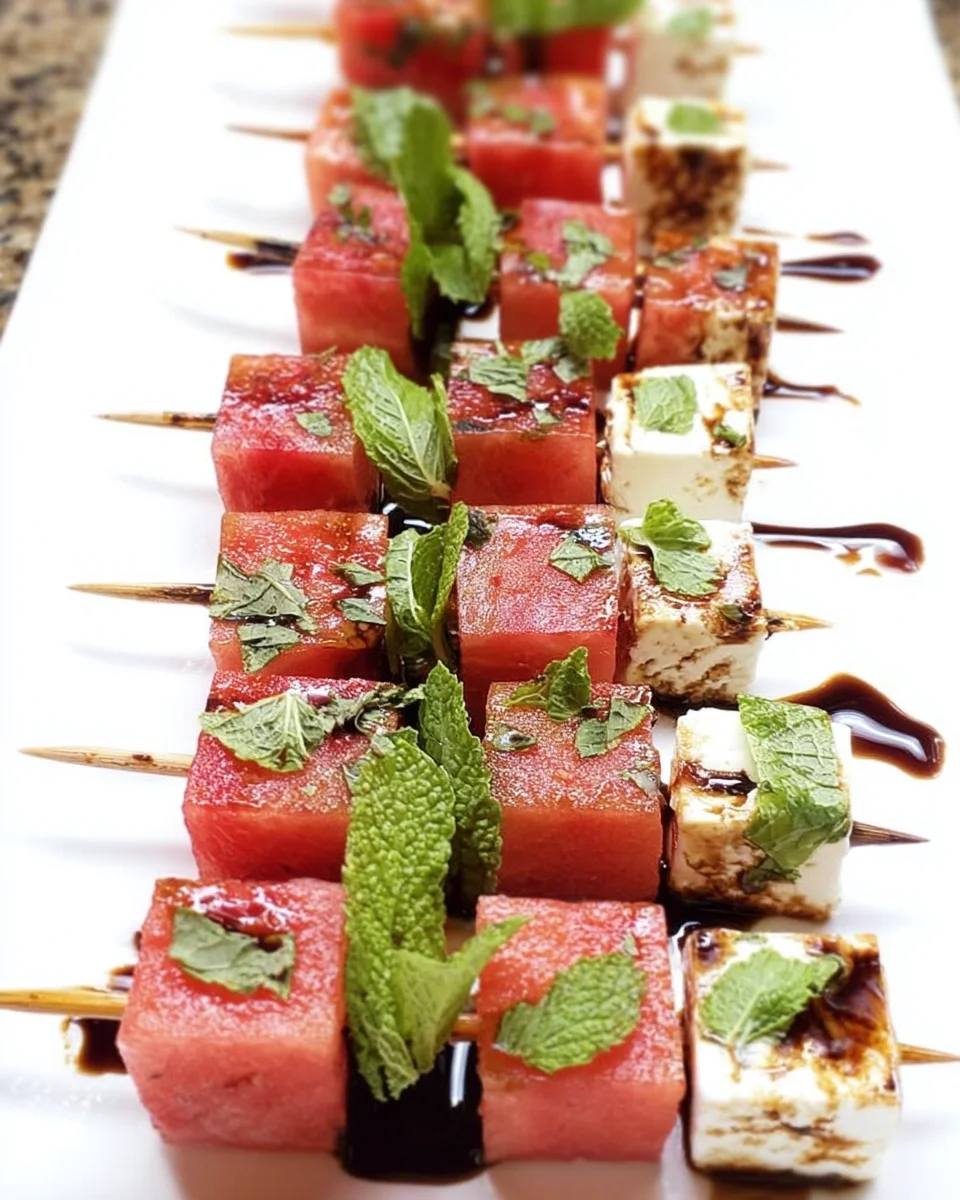Watermelon, Feta, and Mint Skewers