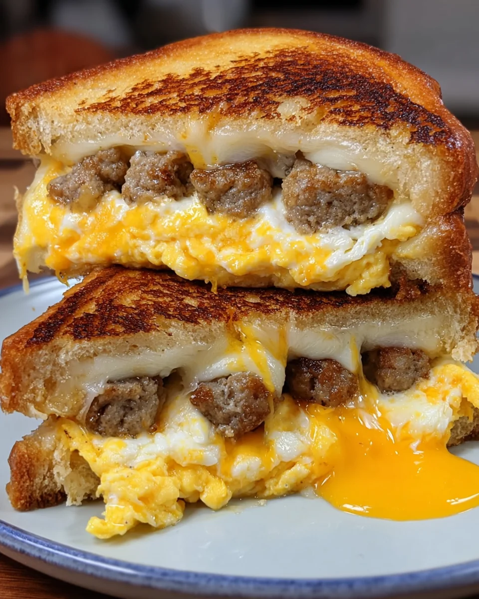 Breakfast Grilled Cheese Sausage Egg