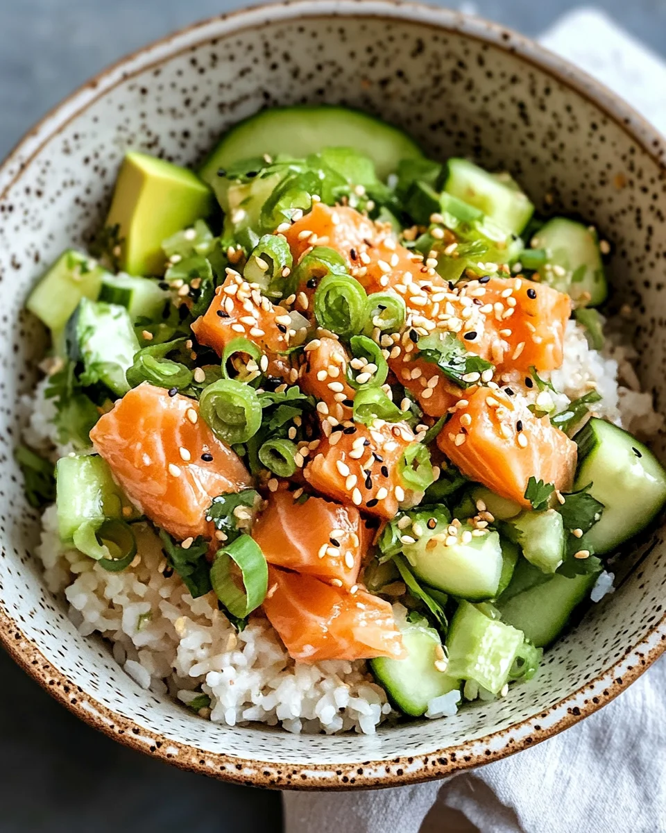 Crispy Rice Salad with Salmon and Cucumber