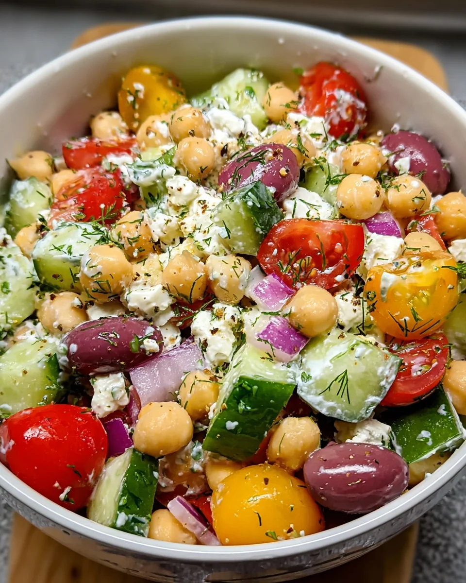 Fresh Mediterranean Chickpea Salad with Tzatziki Dressing