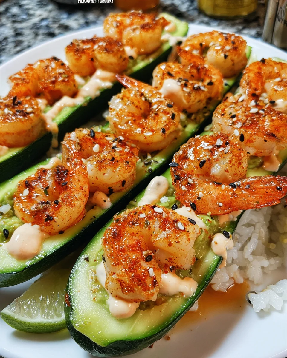 Shrimp Avocado Cucumber Boats