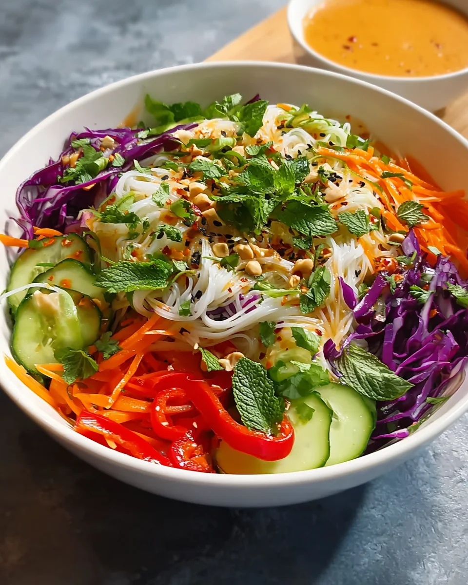 Spring Roll Salad with Spicy Ginger Dressing