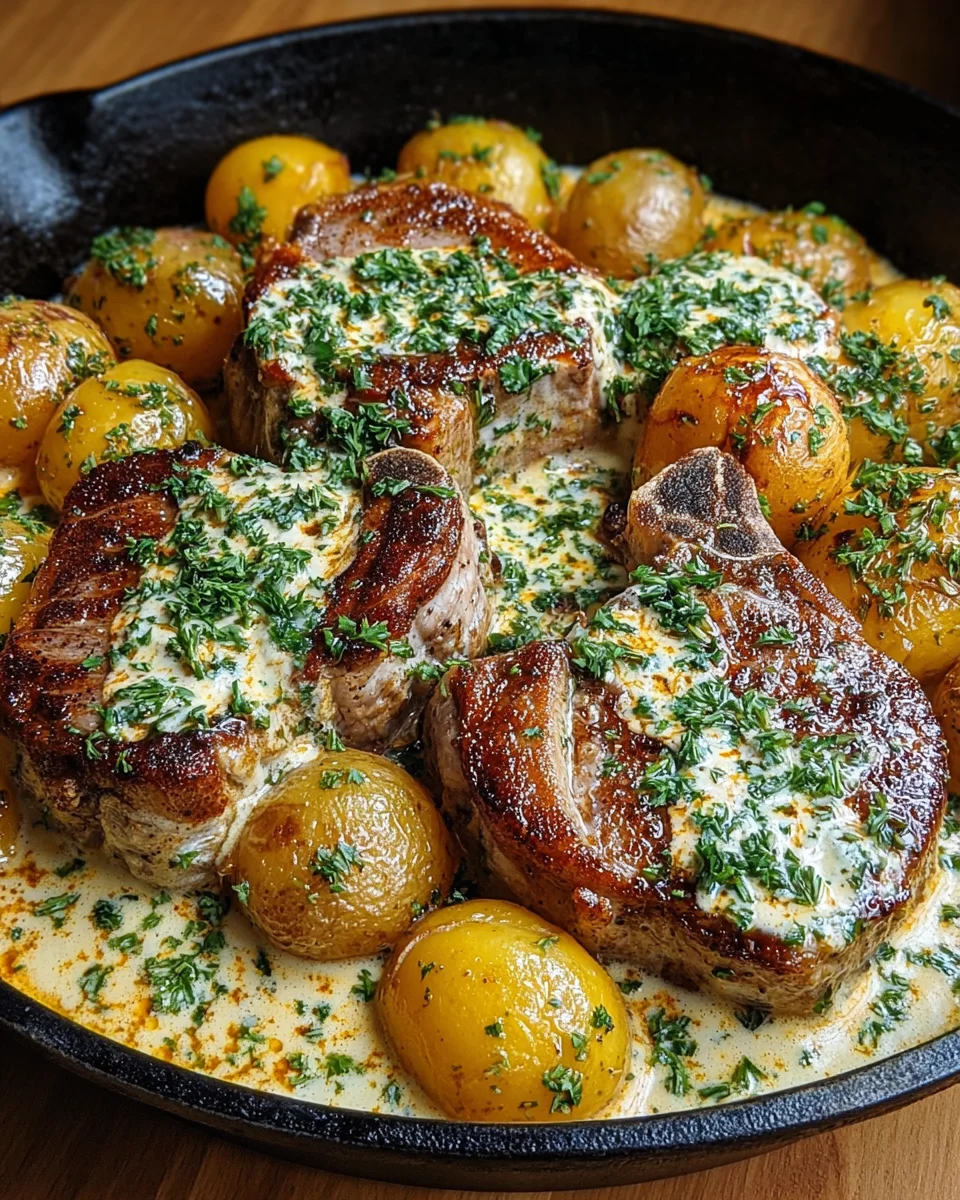 One-Pan Creamy Ranch Pork Chops and Potatoes