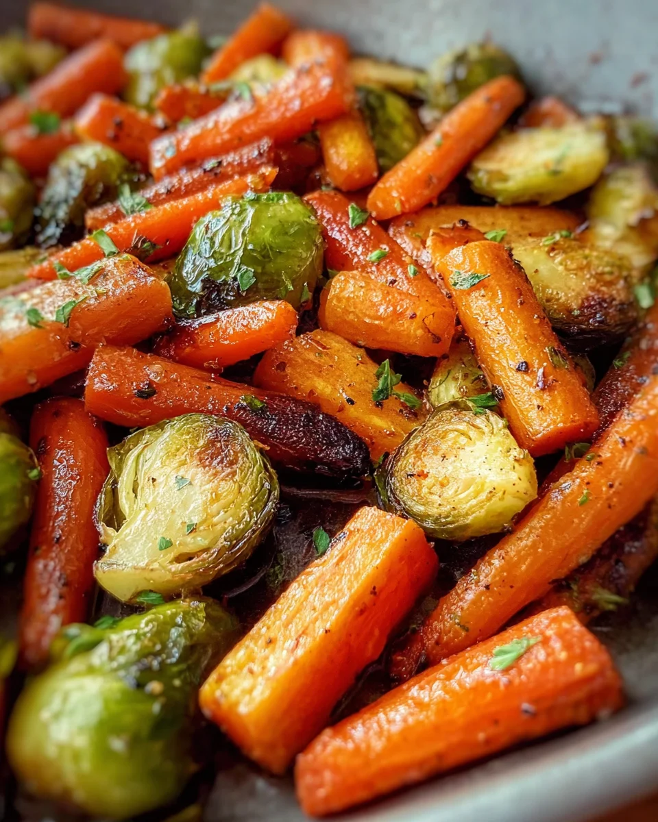 Crispy Maple Glazed Carrots and Brussel Sprouts
