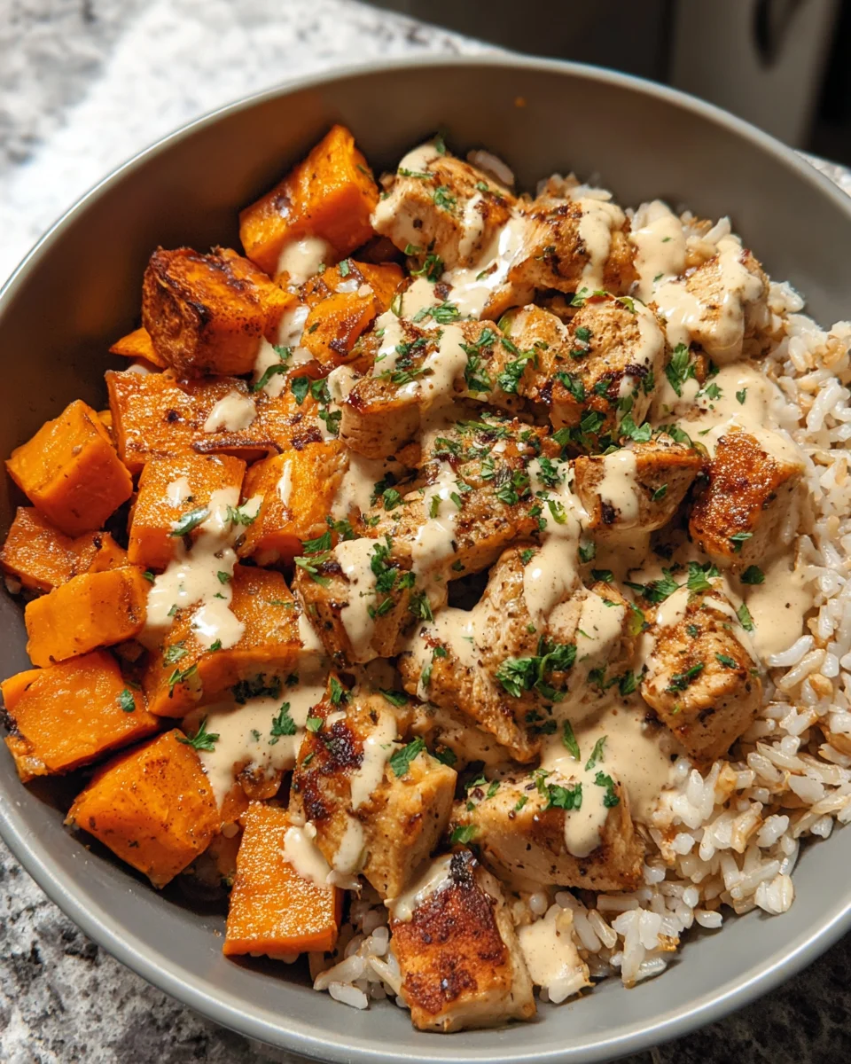 Healthy Chicken & Sweet Potato Rice Bowl