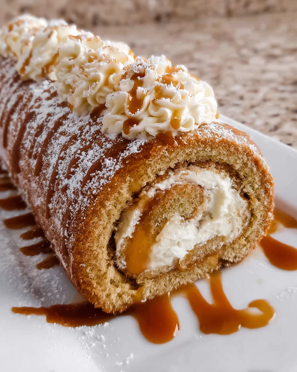 Caramel Banana Cake Roll is a Delightful Dessert!