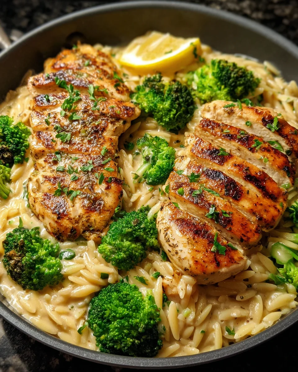 Mediterranean Creamy Chicken Orzo