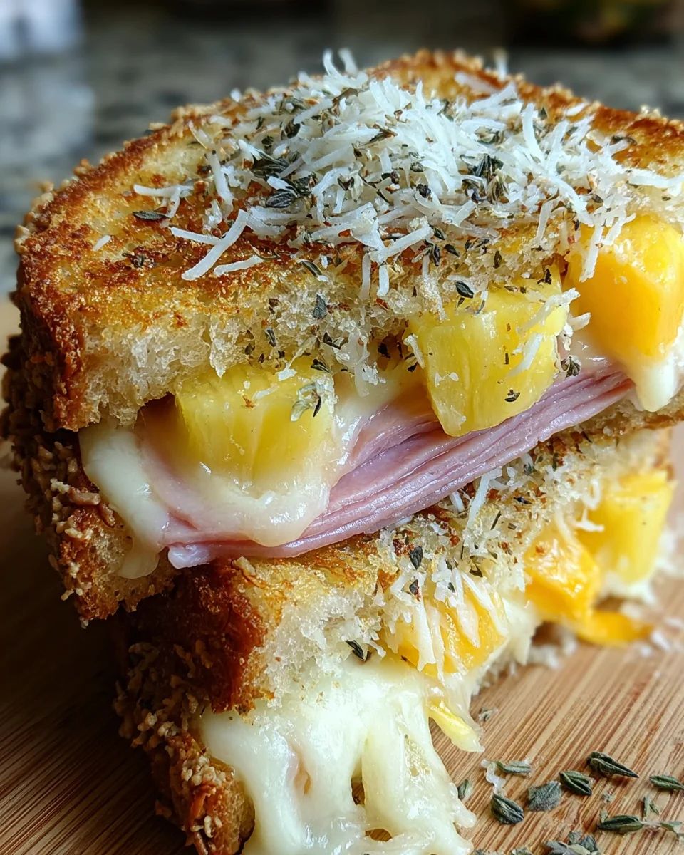 Cheese Crusted Hawaiian Grilled Cheese