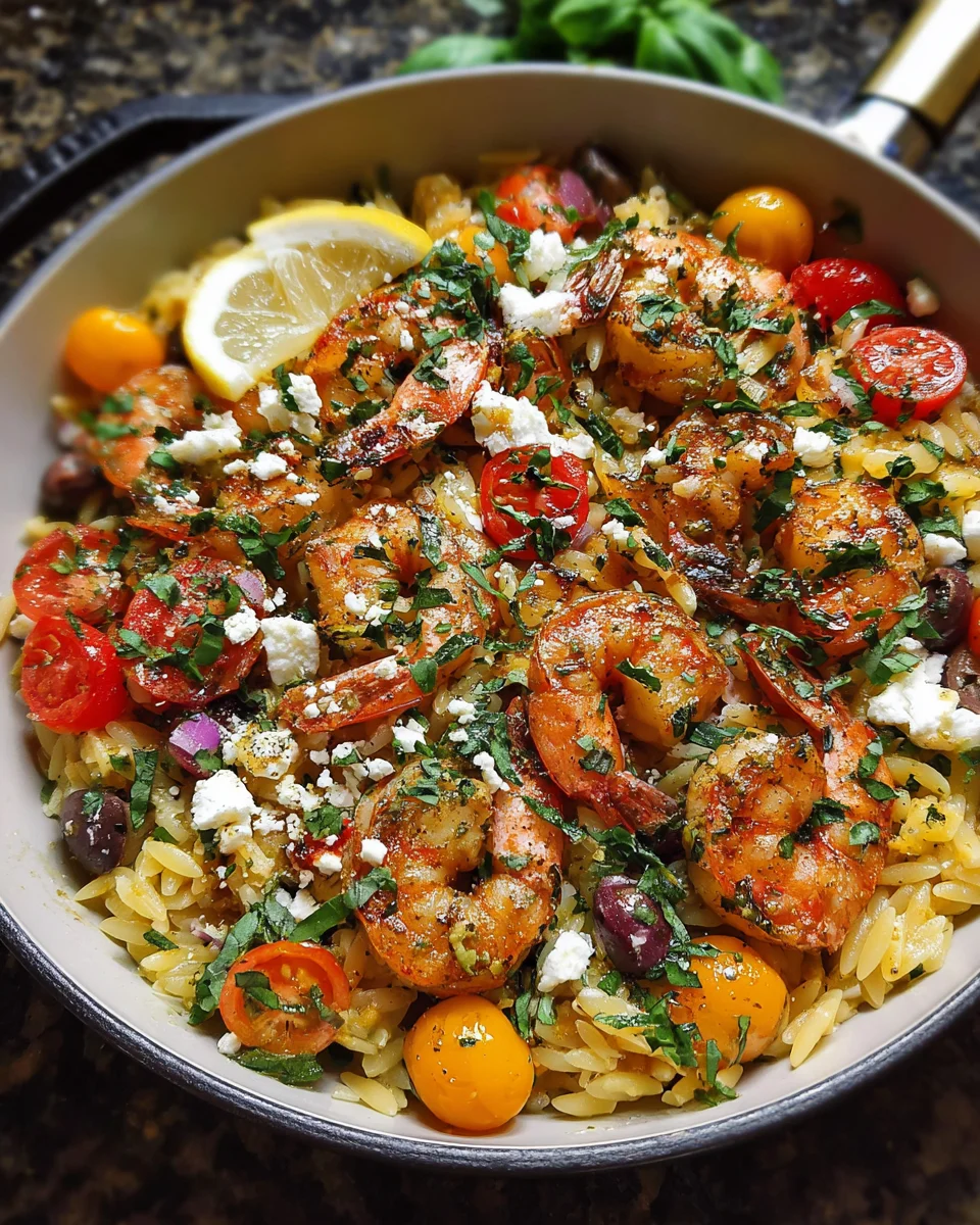 Greek Shrimp with Orzo and Feta