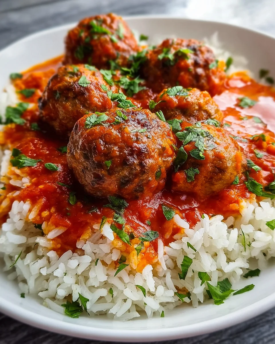 Meatballs With Tomato Sauce and Rice