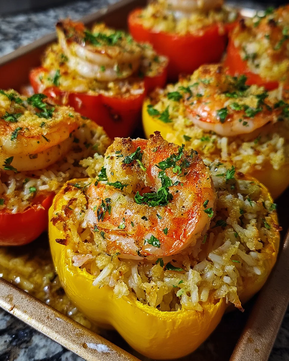 Garlic Butter Shrimp Stuffed Peppers