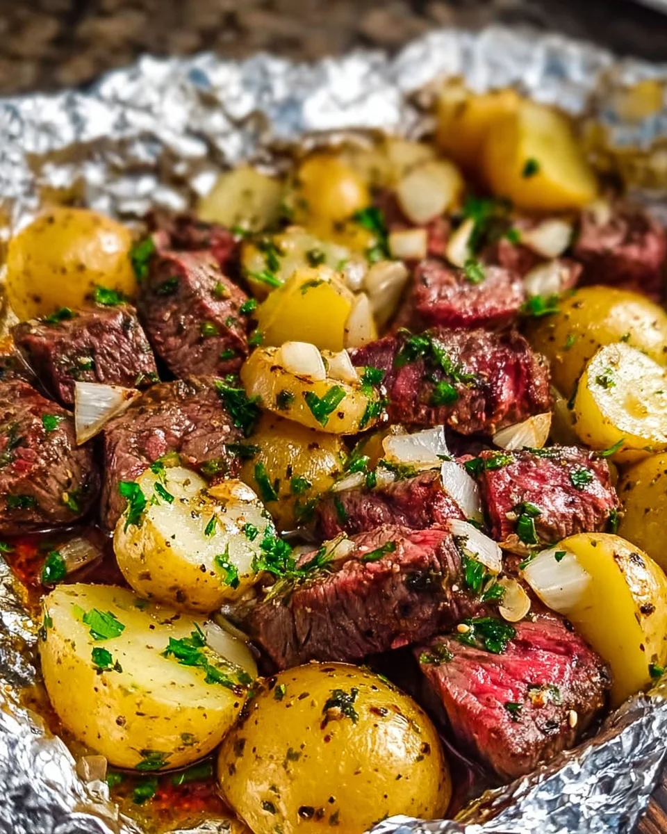 Garlic Steak & Potato Foil Packets
