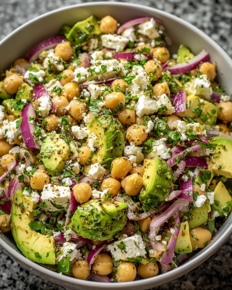 Chickpea Feta Avocado Salad