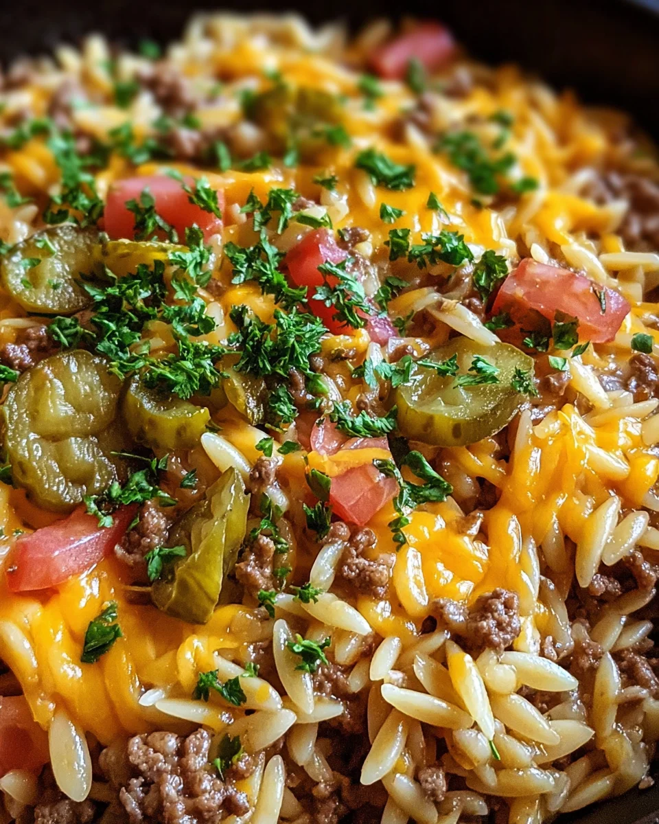 Cheeseburger Orzo Delight