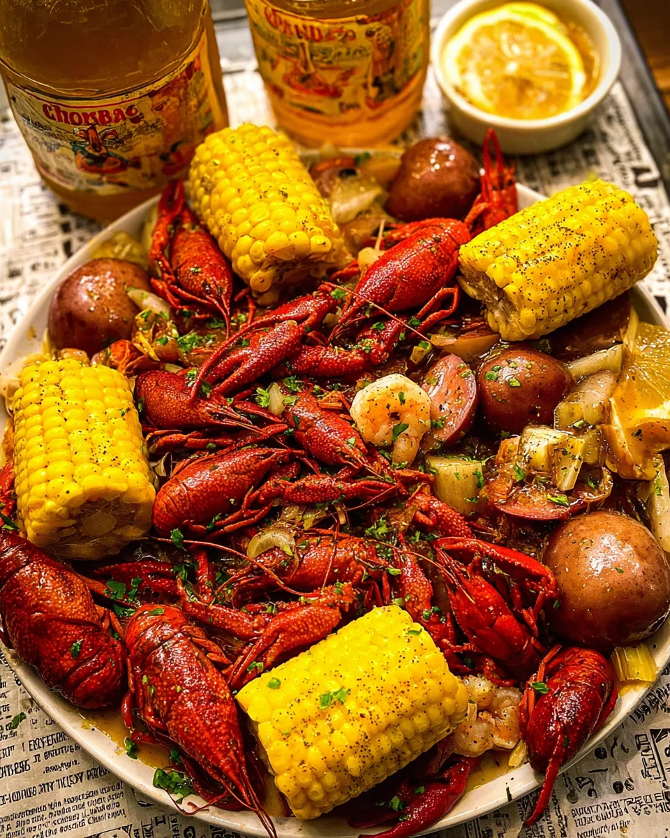 Stovetop Crawfish Boil with Garlic Butter Sauce delights!