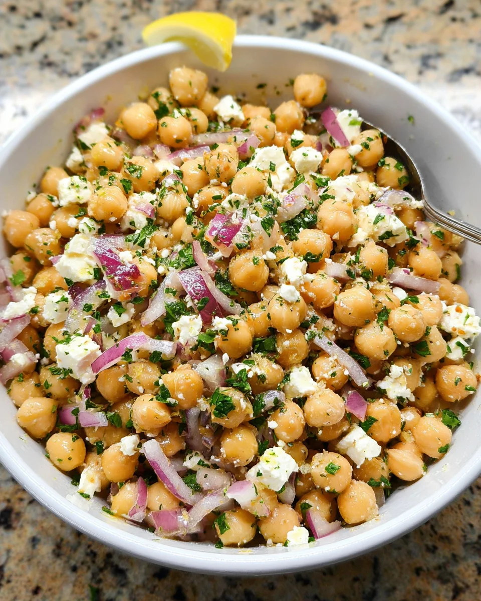 Lemony chickpea feta salad