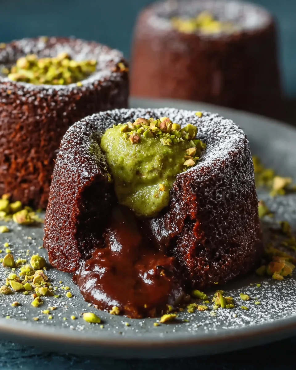 Pistachio Chocolate Lava Cakes