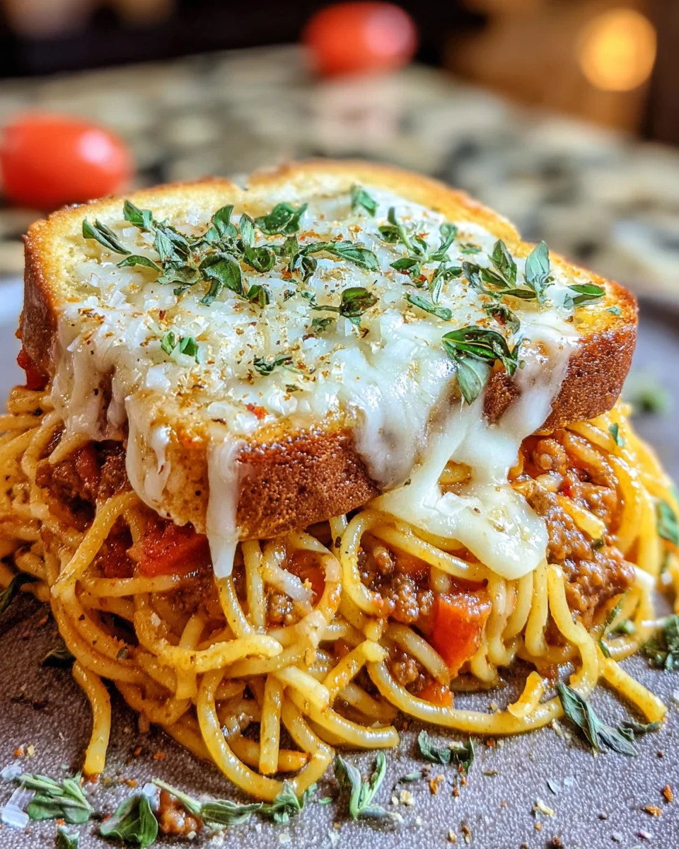 Cheesy Spaghetti Sandwich