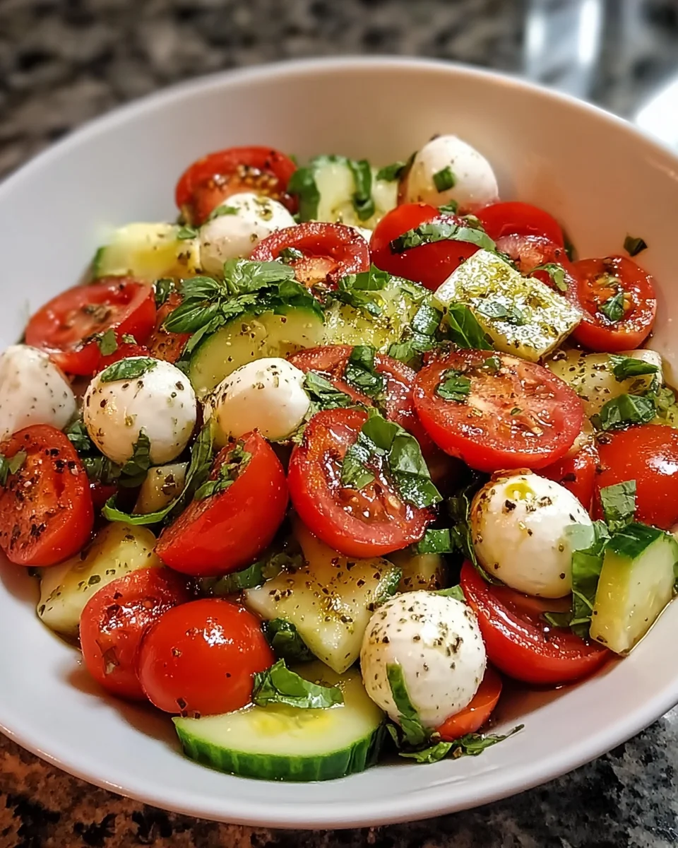 Tomato Cucumber Mozzarella Salad