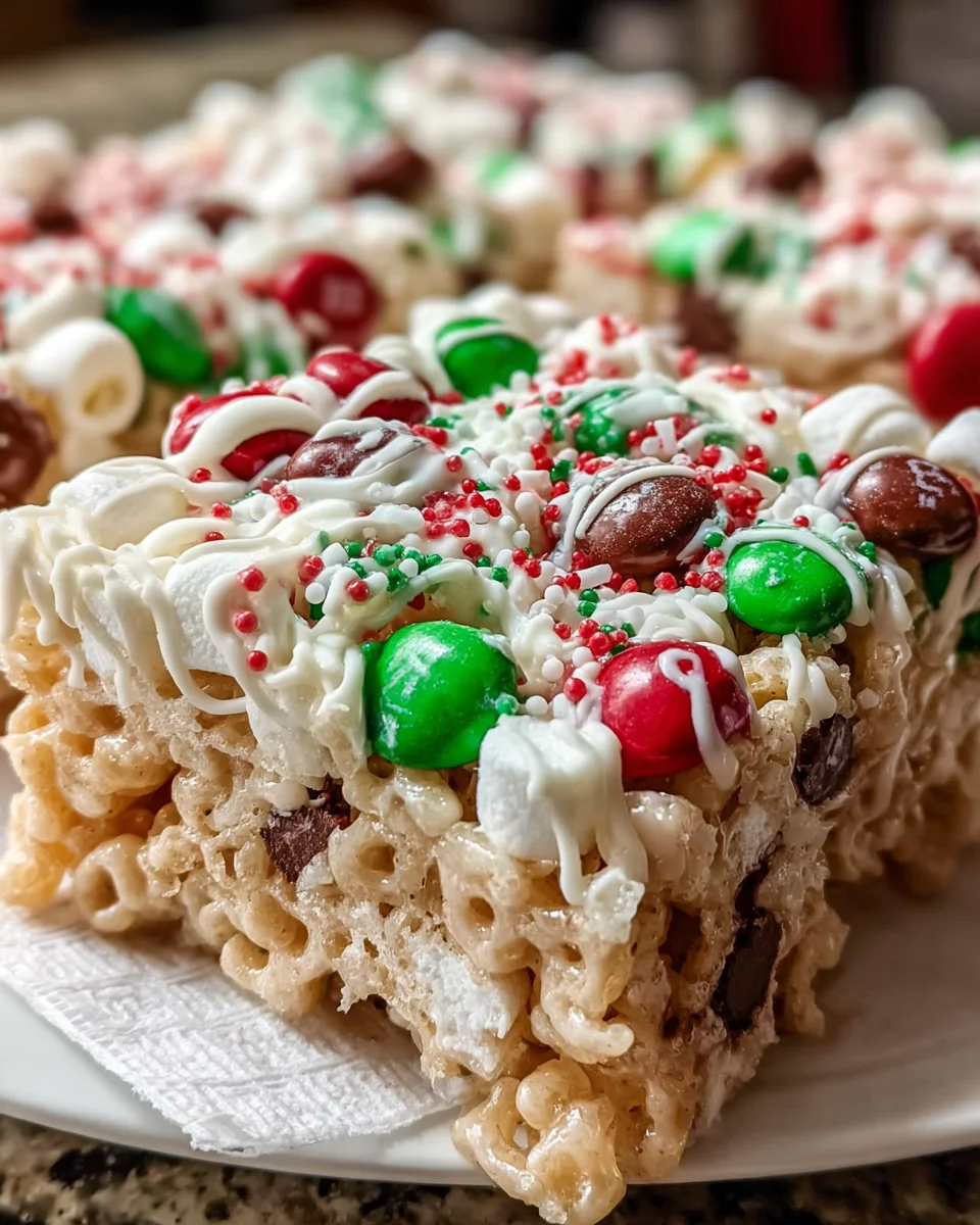 Holiday Rice Krispie M&Ms Bars