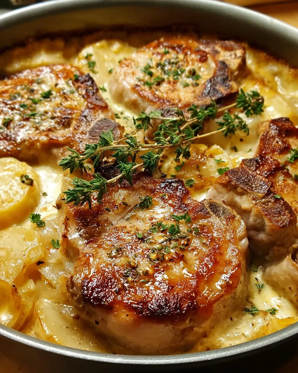 Smothered Pork Chop and Scalloped Potato Casserole
