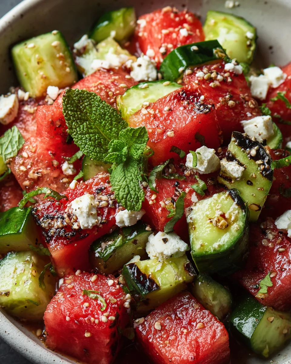 Grilled Watermelon Vegan Feta Salad
