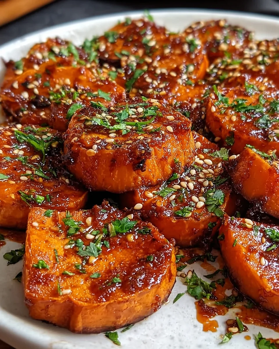 Honey Chili Smashed Sweet Potatoes