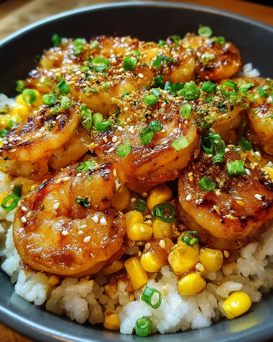 Honey Garlic Shrimp and Corn Rice Bowl