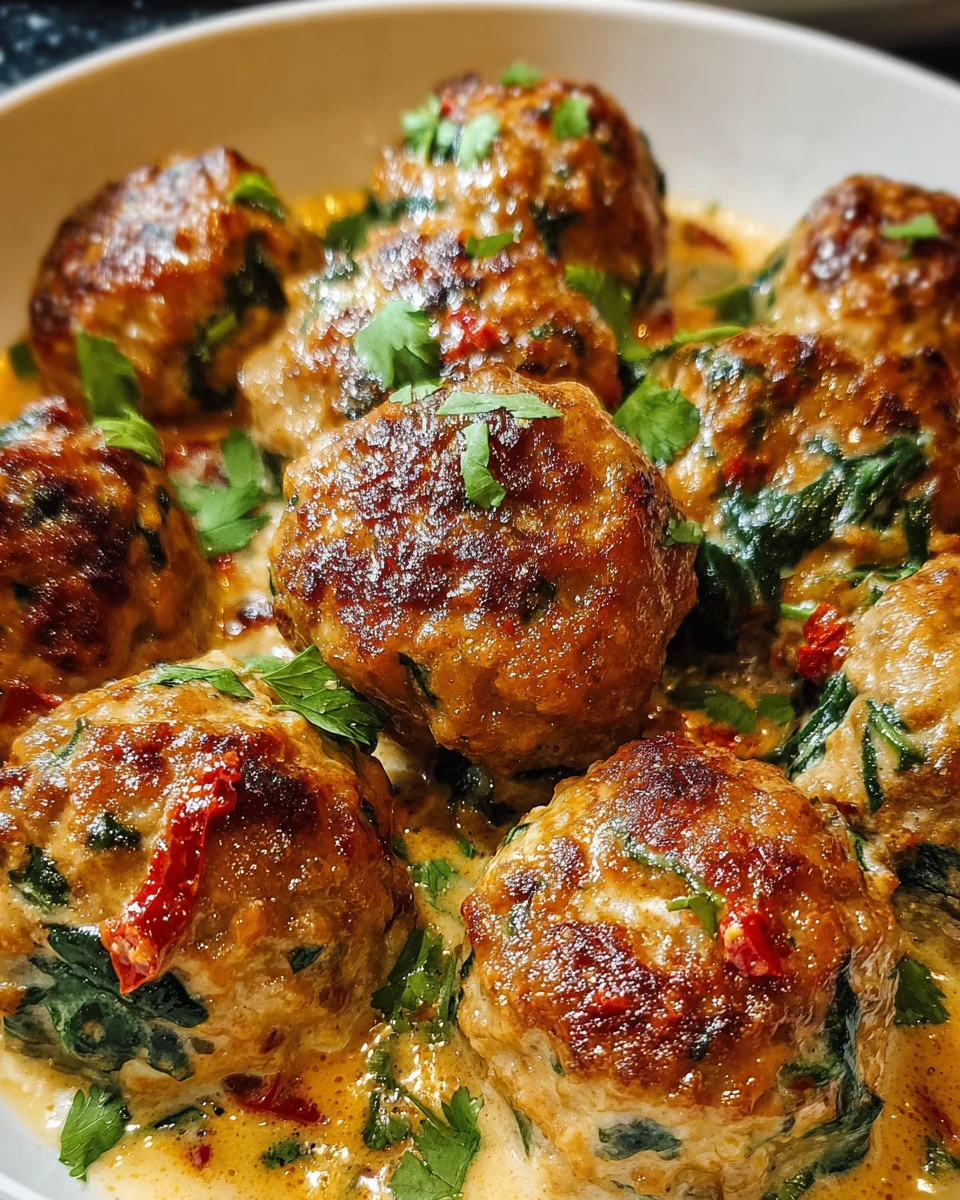Creamy Spinach Turkey Meatballs